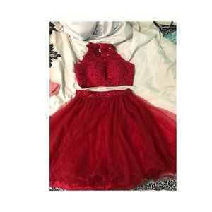 red homecoming 2 piece dress